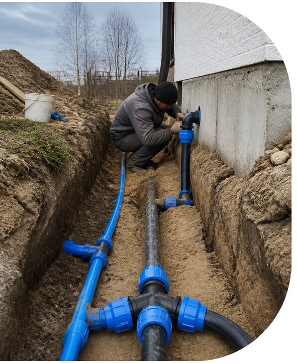 Монтаж наружного водопровода на участке под ключ в Реутове